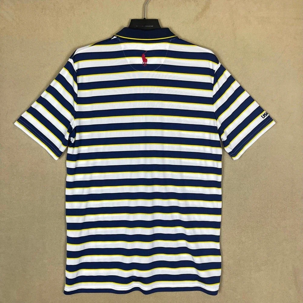 Polo Ralph Lauren Golf Shirt‎ Mens L Multicolor Striped Golf Tournament Logo